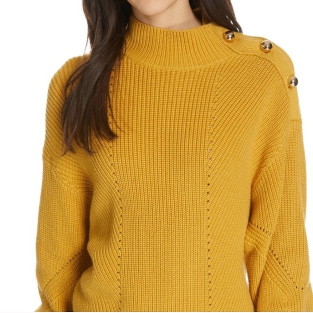 Joie Mustard Knit Sweater with Button Accent